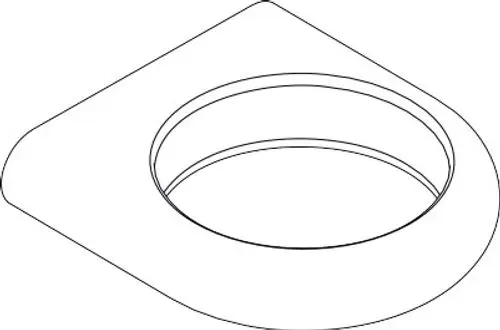 Abdeckungsstück in Form einer runden Vertiefung mit seitlicher Kante, geeignet für Halteelemente von AXOR-Produkten, in einfacher geometrischer Gestaltung.